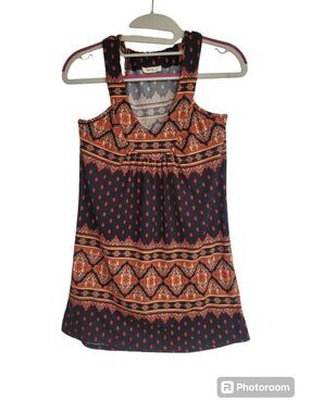 Women's Touch Blue SOFT Red & Black Paisley Tank Top | Size XS